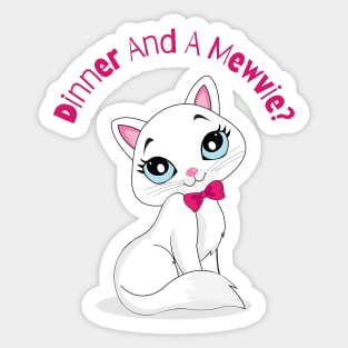 Flirty Cat, Dinner And A Mewvie Sticker